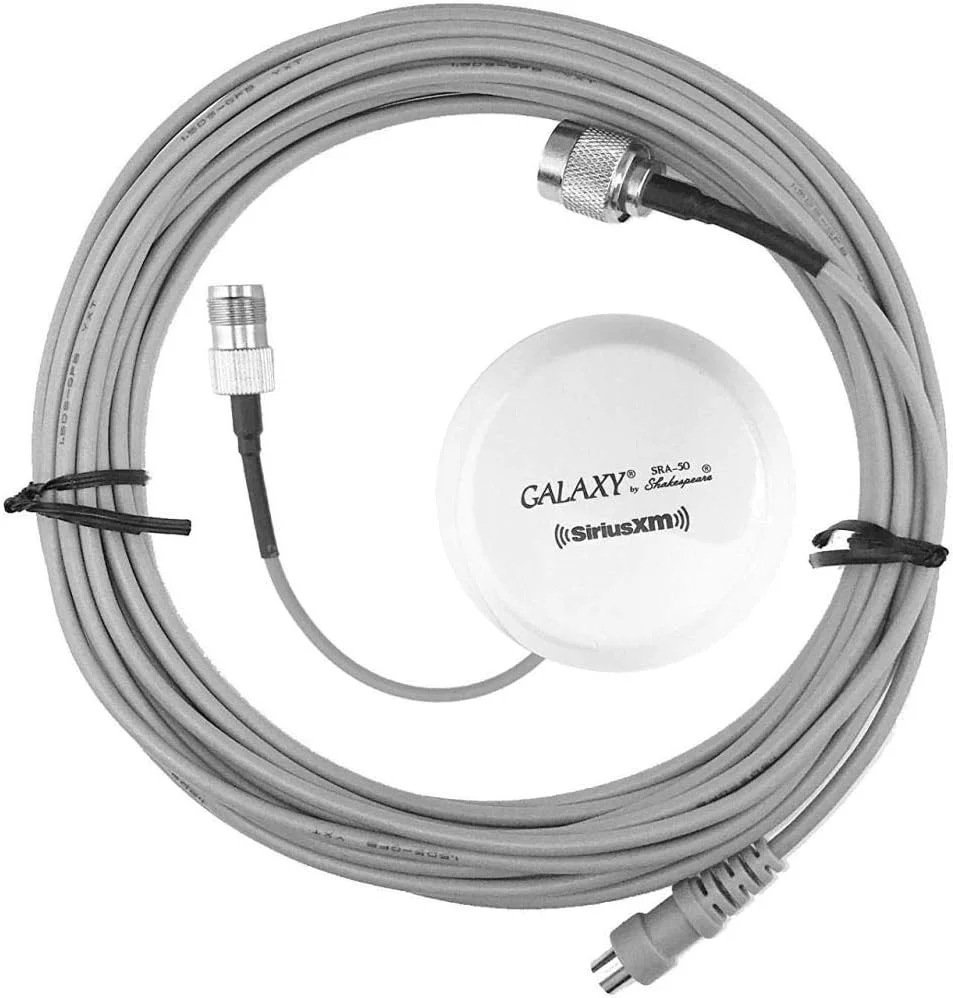 آنتن رادیو ماهواره ای SiriusXM SRA50B؛ شامل: آنتن SRA-50 با کابل 6 اینچی و کانکتور مادگی TNC، کابل کواکسیال 25 فوتی با کانکتورهای نری TNC و SMB، برگه راهنما و قطعات نصب آنتن رادیو ماهواره ای SiriusXM SRA50B؛ شامل: آنتن SRA-50 با کابل 6 اینچی و کانکتور مادگی TNC، کابل کواکسیال 25 فوتی با کانکتورهای نری TNC و SMB، برگه راهنما و قطعات نصب