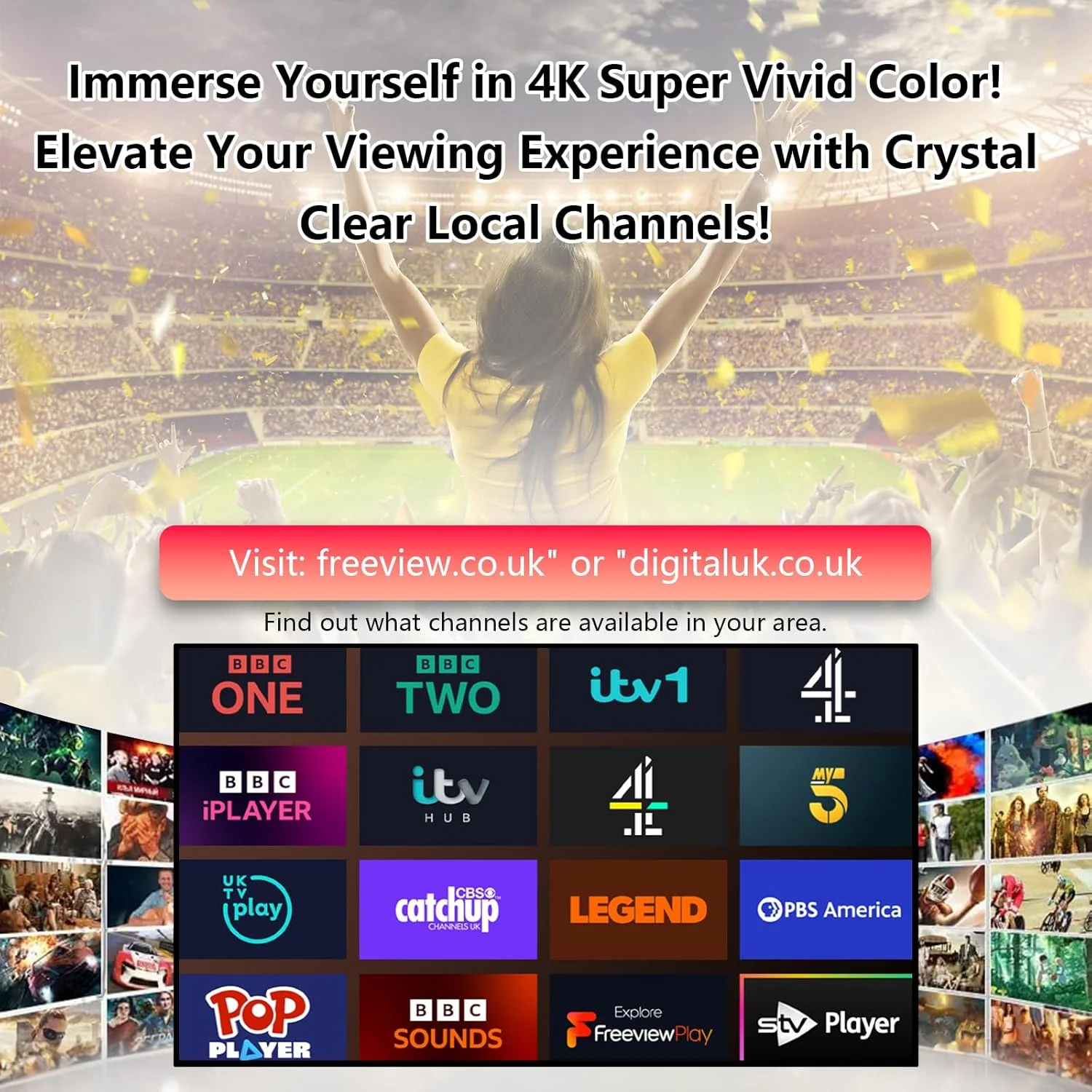 آنتن تلویزیون فضای باز - آنتن فضای باز با سیگنال قوی انگلستان، دریافت کانال 4K/1080P برای HDTV دیجیتال، سیگنال دیجیتال UHF/VHF، نصب اتاق زیر شیروانی/سقف (کابل کواکسیال 32.8 فوت) آنتن تلویزیون فضای باز - آنتن فضای باز با سیگنال قوی انگلستان، دریافت کانال 4K/1080P برای HDTV دیجیتال، سیگنال دیجیتال UHF/VHF، نصب اتاق زیر شیروانی/سقف (کابل کواکسیال 32.8 فوت)