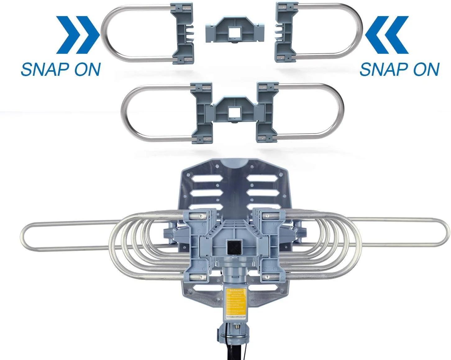 آنتن بیرونی دیجیتال HDTV پینگ بینگ دینگ، آنتن تلویزیون تقویت شده 150 مایل، چرخش 360 درجه موتوری با کابل کواکسیال 40FT RG6 و میله نصب، نصب آسان UHF/VHF/1080P