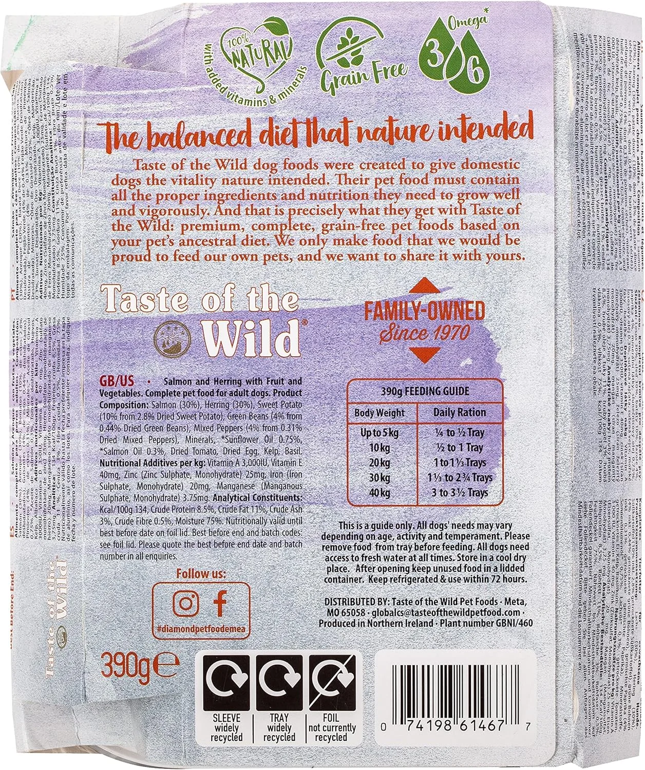 غذای تر سگ طعم طبیعت با طعم ماهی سالمون، میوه و سبزیجات