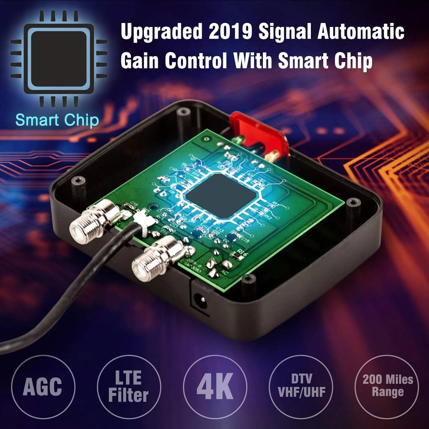 آنتن تلویزیون HD خارجی فایو استار، جدیدترین مدل 2019، برد بلند تا 200 مایل با چرخش 360 درجه موتوری، رادیو UHF/VHF/FM با کنترل از راه دور مادون قرمز، طراحی پیشرفته