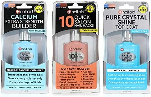 مجموعه سه عددی تقویت کننده کلسیم ناخن Nail-Aid + 10 راه حل سریع + تاپ کت کریستالی خالص، شفاف، N/A، 1.65 Fl Ounce مجموعه سه عددی تقویت کننده کلسیم ناخن Nail-Aid + 10 راه حل سریع + تاپ کت کریستالی خالص، شفاف، N/A، 1.65 Fl Ounce