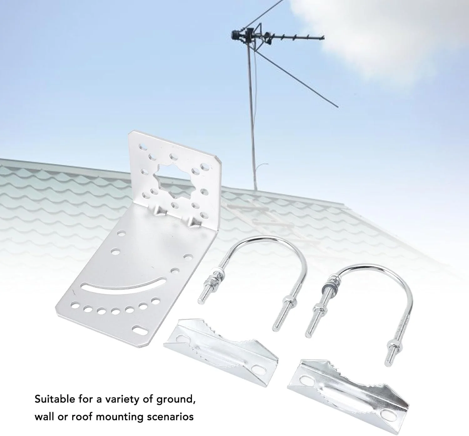 براکت نصب میله ای برای آنتن فضای باز، براکت نصب L آهنی آنتن اینترنت ماهواره ای برای نصب روی دیوار، زمین و سقف