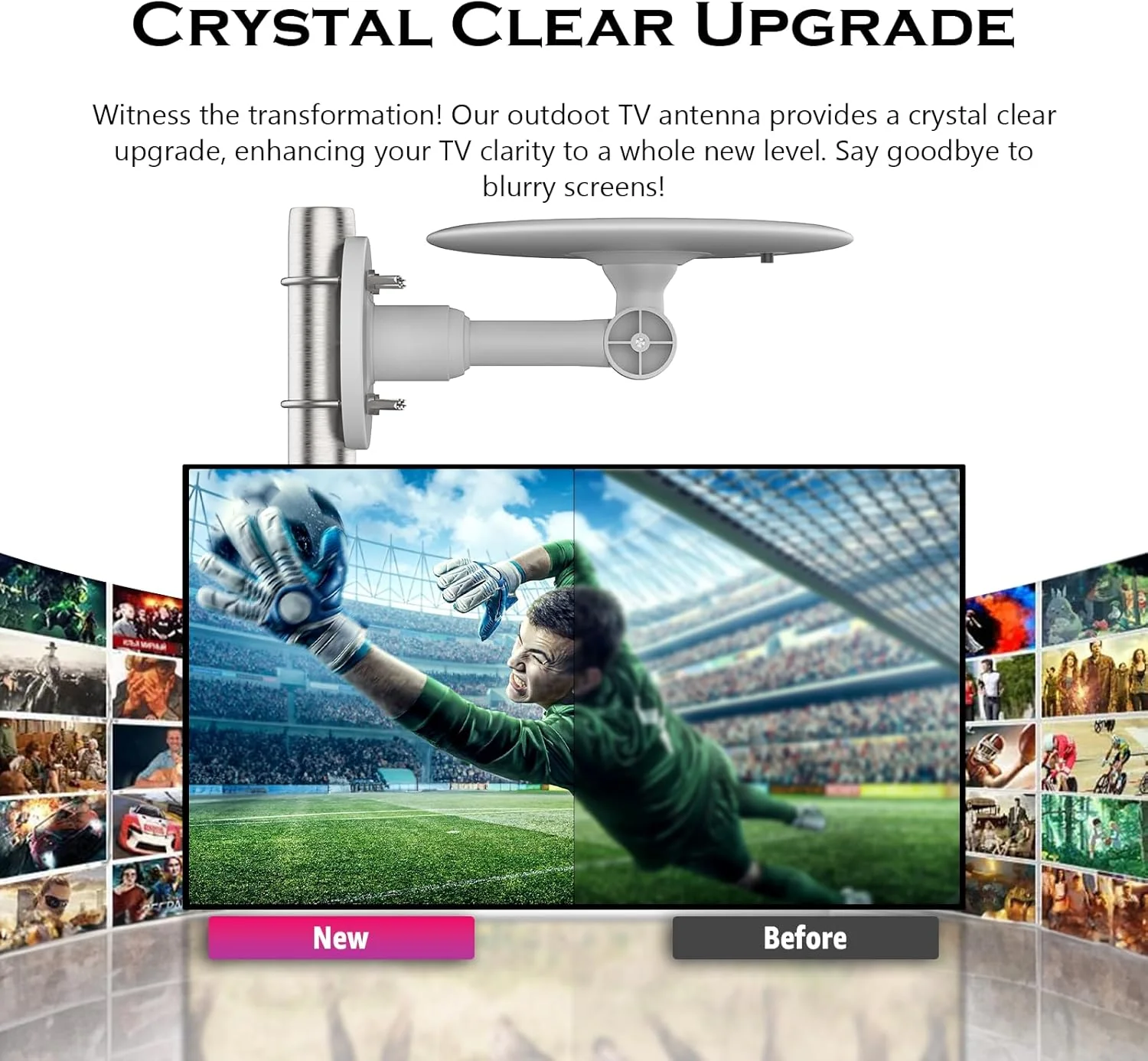 آنتن تلویزیون فضای باز با کابل 10 متری (سفید)