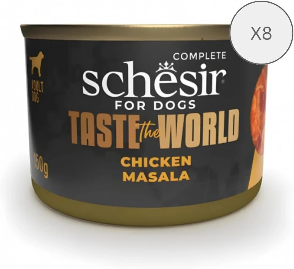 غذای کامل سگ شسیر طعم دنیا - مرغ ماسالا 150 گرمی (8 عدد)