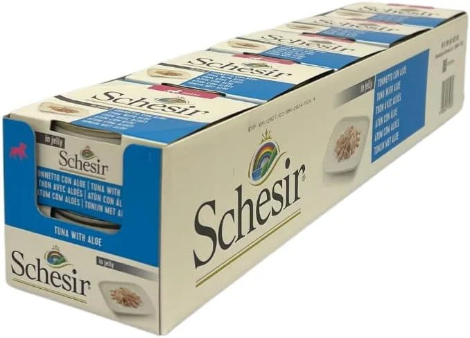 غذای مرطوب کنسروی توله سگ شسیر طعم ماهی تن با آلوئه ورا 150 گرمی (10 عدد)