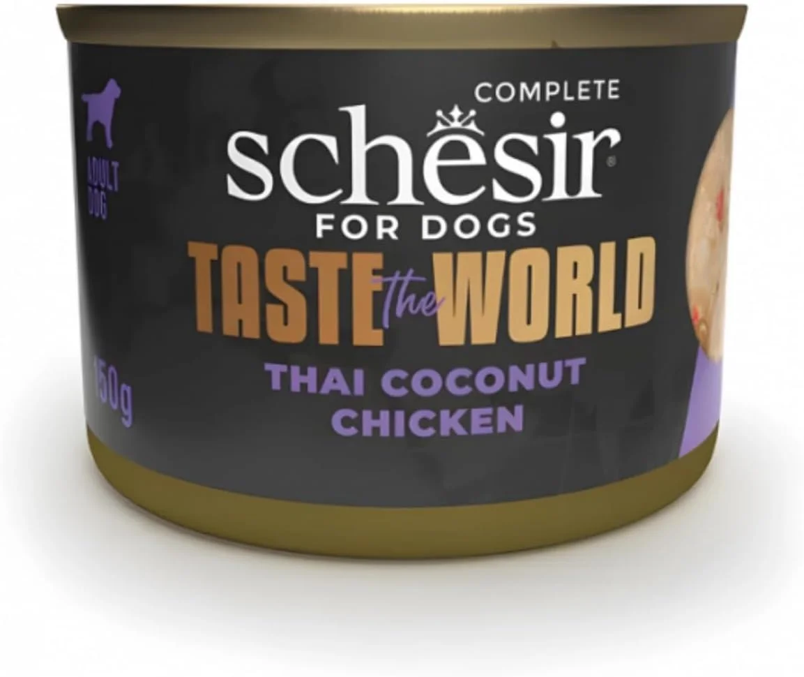 غذای مرطوب سگ شسیر طعم دنیا با طعم مرغ نارگیلی تایلندی 150 گرم