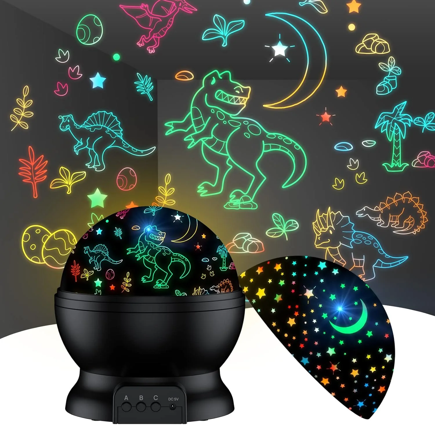 اسباب بازی های دایناسور برای کودکان، چراغ خواب 2 در 1 با پروژکتور و چرخش 360 درجه، اسباب بازی پسرانه برای جشن تولد کودکان، عید پاک، کریسمس، هدایای کریسمس، اسباب بازی های کودکان نوپا برای پسران 2-14 ساله (مشکی) اسباب بازی های دایناسور برای کودکان، چراغ خواب 2 در 1 با پروژکتور و چرخش 360 درجه، اسباب بازی پسرانه برای جشن تولد کودکان، عید پاک، کریسمس، هدایای کریسمس، اسباب بازی های کودکان نوپا برای پسران 2-14 ساله (مشکی)