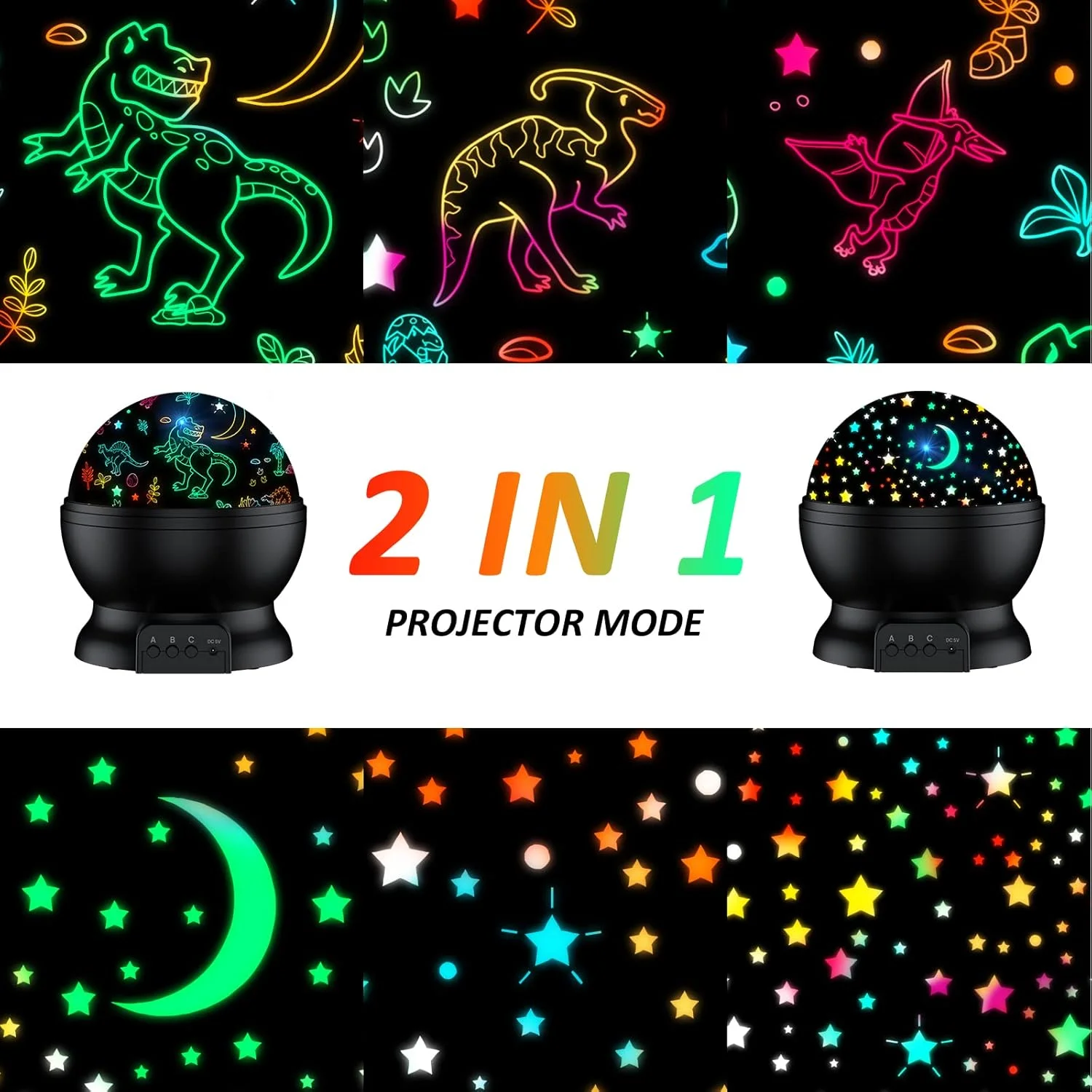 اسباب بازی های دایناسور برای کودکان، چراغ خواب 2 در 1 با پروژکتور و چرخش 360 درجه، اسباب بازی پسرانه برای جشن تولد کودکان، عید پاک، کریسمس، هدایای کریسمس، اسباب بازی های کودکان نوپا برای پسران 2-14 ساله (مشکی) اسباب بازی های دایناسور برای کودکان، چراغ خواب 2 در 1 با پروژکتور و چرخش 360 درجه، اسباب بازی پسرانه برای جشن تولد کودکان، عید پاک، کریسمس، هدایای کریسمس، اسباب بازی های کودکان نوپا برای پسران 2-14 ساله (مشکی)