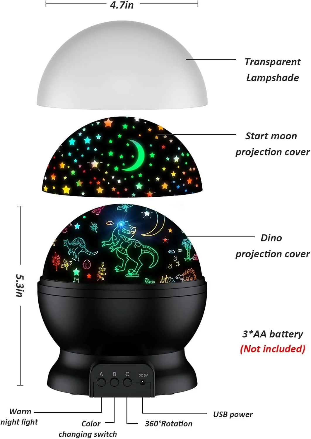 اسباب بازی های دایناسور برای کودکان، چراغ خواب 2 در 1 با پروژکتور و چرخش 360 درجه، اسباب بازی پسرانه برای جشن تولد کودکان، عید پاک، کریسمس، هدایای کریسمس، اسباب بازی های کودکان نوپا برای پسران 2-14 ساله (مشکی) اسباب بازی های دایناسور برای کودکان، چراغ خواب 2 در 1 با پروژکتور و چرخش 360 درجه، اسباب بازی پسرانه برای جشن تولد کودکان، عید پاک، کریسمس، هدایای کریسمس، اسباب بازی های کودکان نوپا برای پسران 2-14 ساله (مشکی)