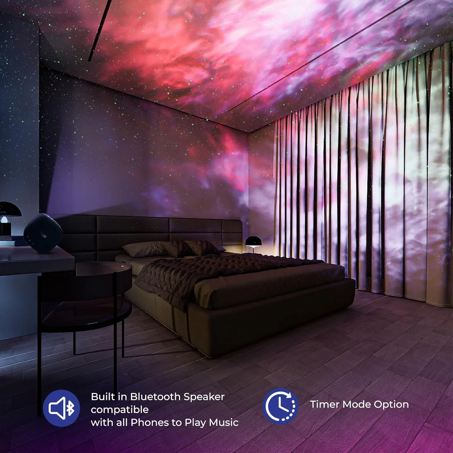 چراغ خواب پروژکتور ستاره ماه بستای هوم، اسپیکر موزیک بلوتوث، پروژکتور نور سحابی ماه با کنترل از راه دور، پروژکتور کهکشانی برای سقف اتاق خواب بزرگسالان و کودکان (مشکی) چراغ خواب پروژکتور ستاره ماه بستای هوم، اسپیکر موزیک بلوتوث، پروژکتور نور سحابی ماه با کنترل از راه دور، پروژکتور کهکشانی برای سقف اتاق خواب بزرگسالان و کودکان (مشکی)