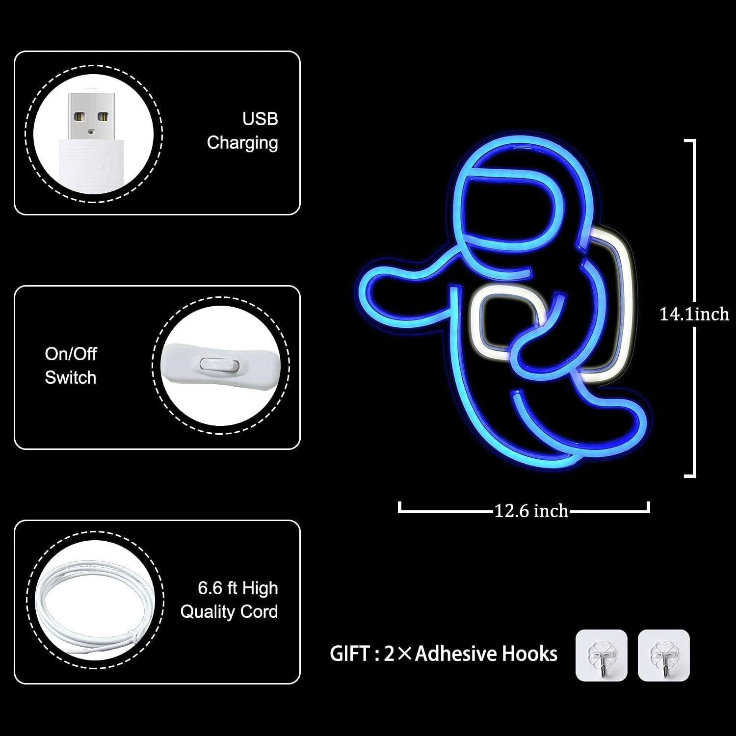 پروژکتور چراغ نئون فضانورد، چراغ های ال ای دی فضایی SYOSI برای دکوراسیون دیوار اتاق خواب، تغذیه شده از طریق USB با سوئیچ 35.8x32 سانتی متر، چراغ نئون جذاب برای اتاق نشیمن، اتاق بازی، هدیه تولد کودکان (آبی) پروژکتور چراغ نئون فضانورد، چراغ های ال ای دی فضایی SYOSI برای دکوراسیون دیوار اتاق خواب، تغذیه شده از طریق USB با سوئیچ 35.8x32 سانتی متر، چراغ نئون جذاب برای اتاق نشیمن، اتاق بازی، هدیه تولد کودکان (آبی)