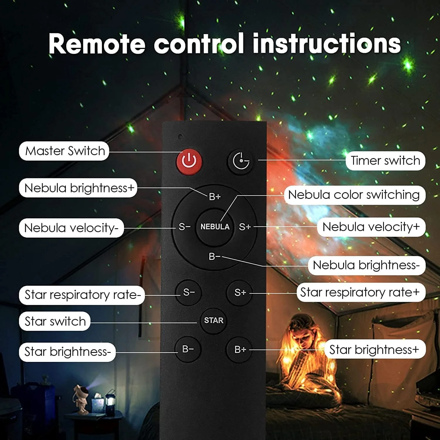 پروژکتور نور کهکشانی فضانورد با کنترل از راه دور و تایمر - چراغ خواب پروژکتور سقفی ستاره ای Astro Alan برای کودکان و بزرگسالان - دکور اتاق خواب Space Buddy برای آرامش و ایجاد فضای خواب پروژکتور نور کهکشانی فضانورد با کنترل از راه دور و تایمر - چراغ خواب پروژکتور سقفی ستاره ای Astro Alan برای کودکان و بزرگسالان - دکور اتاق خواب Space Buddy برای آرامش و ایجاد فضای خواب