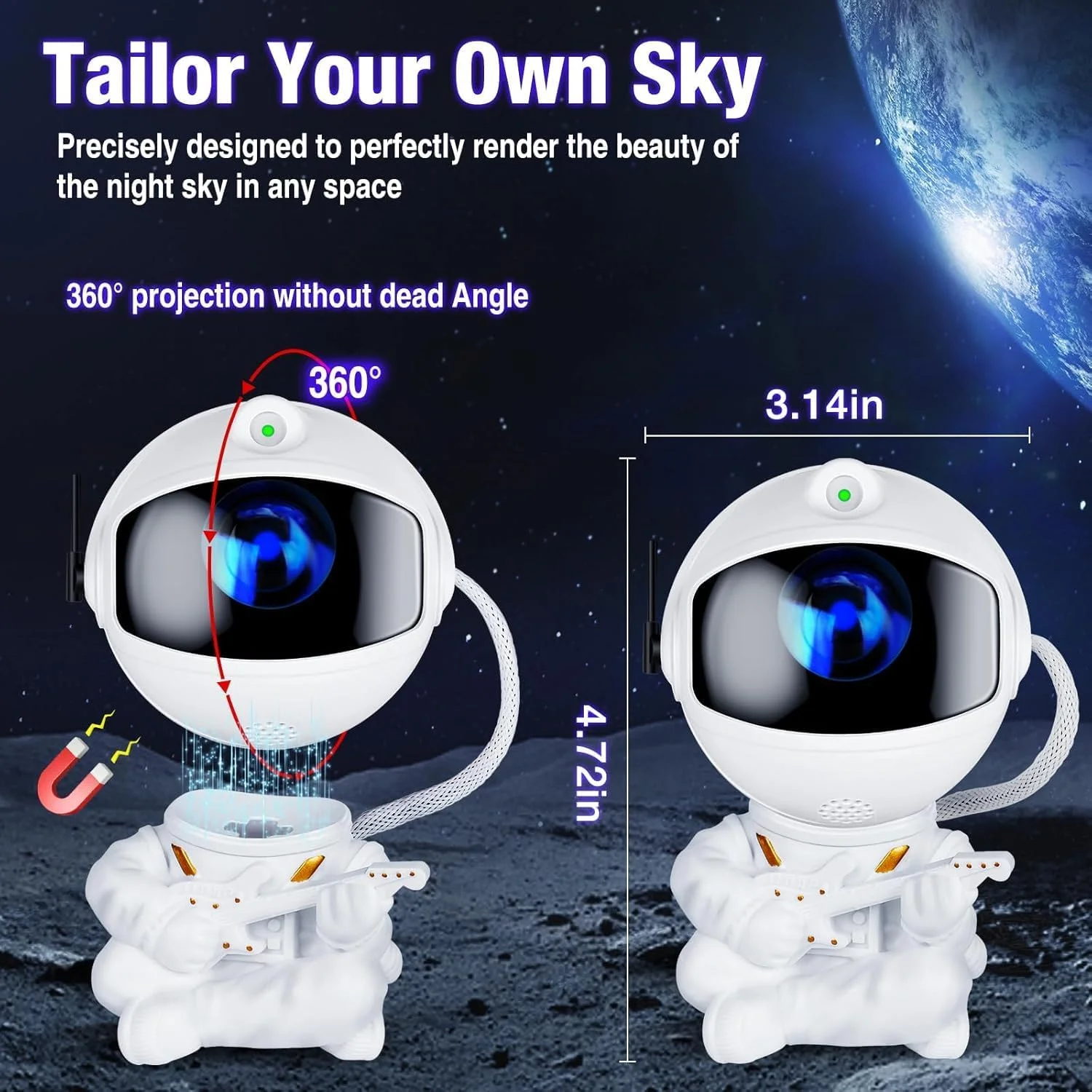 پروژکتور فضانورد کهکشان - چراغ شب سحابی ستاره ای برای کودکان، لامپ سقفی LED با کنترل از راه دور (سفید) پروژکتور فضانورد کهکشان - چراغ شب سحابی ستاره ای برای کودکان، لامپ سقفی LED با کنترل از راه دور (سفید)