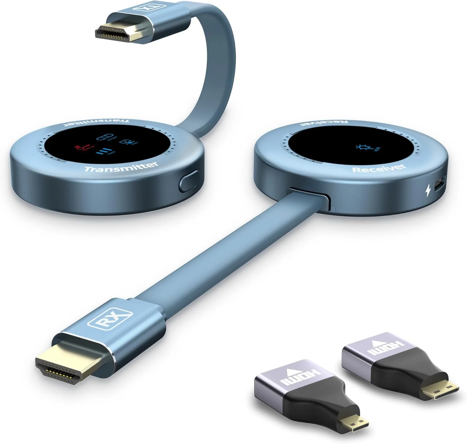 فرستنده و گیرنده HDMI بی‌سیم، توسعه‌دهنده HD بی‌سیم Plug & Play قابل حمل 2.4G/5G با صفحه نمایش LED، کیت HDMI بی‌سیم برای پخش ویدیو و صدا به مانیتور از لپ‌تاپ/رایانه شخصی/جعبه تلویزیون/پروژکتور