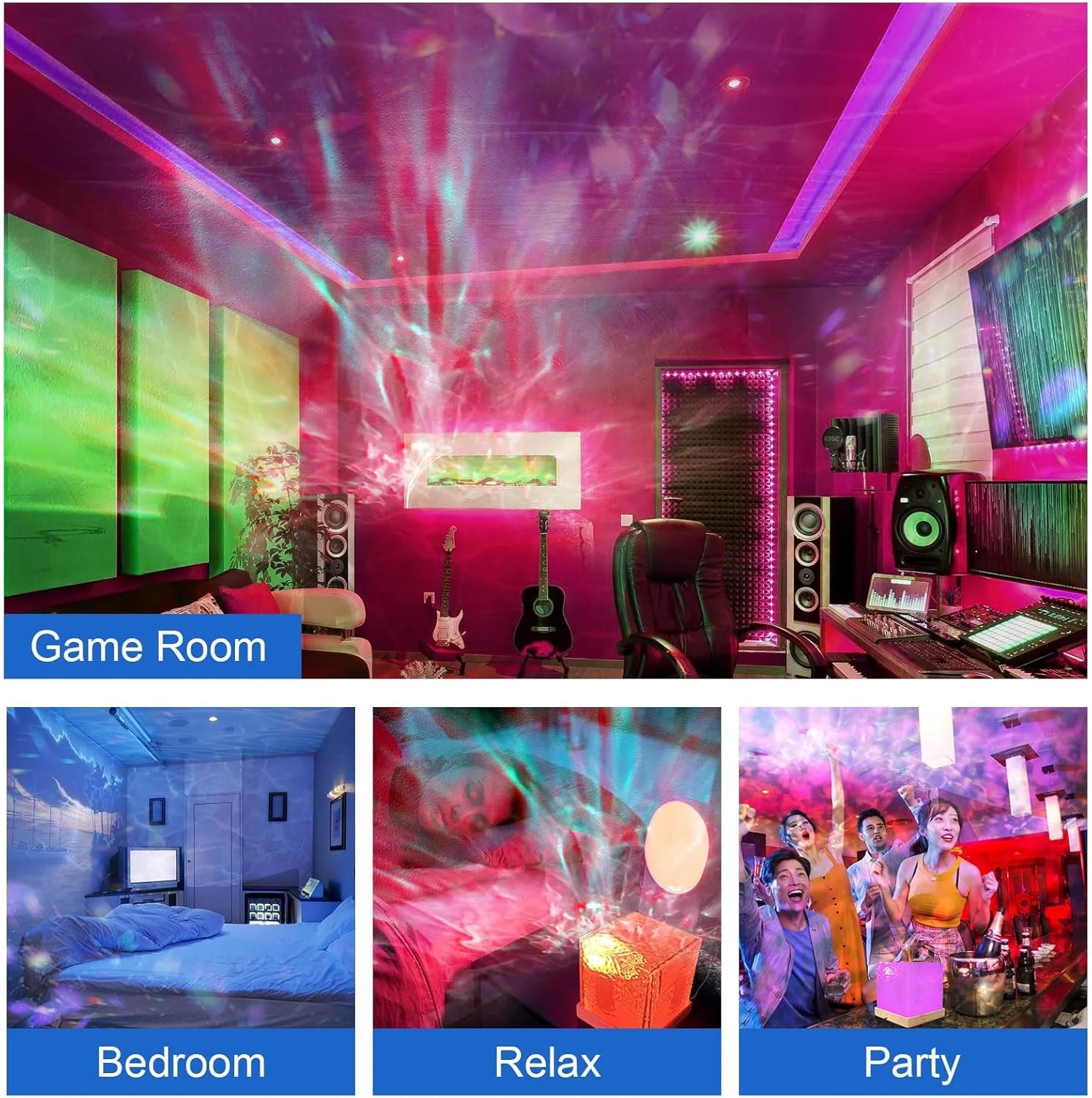 چراغ پروژکتور کهکشانی KASTWAVE برای اتاق خواب، چراغ حسی موج اقیانوس با 16 رنگ، لامپ نورپردازی رمانتیک، چراغ خواب پروژکتوری سقفی برای اتاق خواب/مهمانی/اتاق بازی (یخ مکعبی) چراغ پروژکتور کهکشانی KASTWAVE برای اتاق خواب، چراغ حسی موج اقیانوس با 16 رنگ، لامپ نورپردازی رمانتیک، چراغ خواب پروژکتوری سقفی برای اتاق خواب/مهمانی/اتاق بازی (یخ مکعبی)