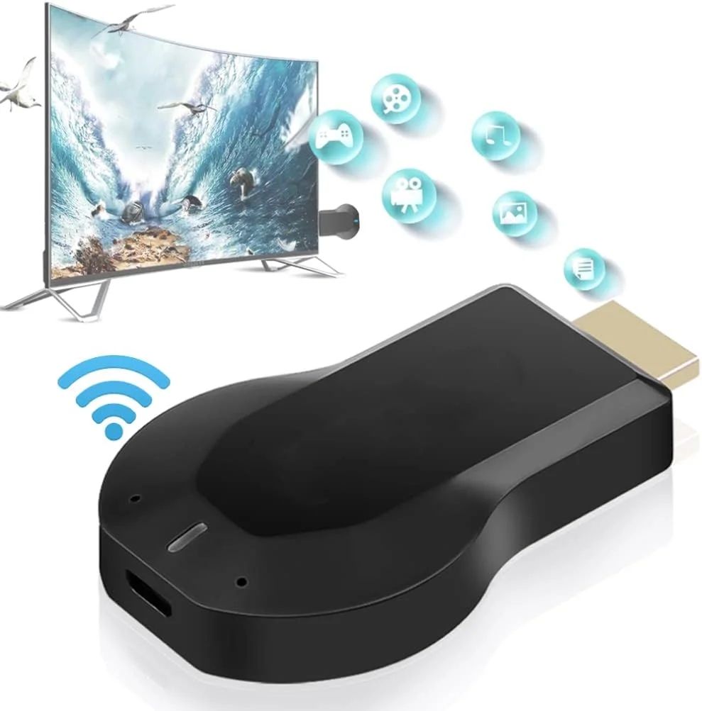 دانگل نمایشگر بیسیم وایفای HDMI، آداپتور انتقال تصویر برای اندروید/آیفون/آیپد/ویندوز/میراکست/مکاواس به تلویزیون/پروژکتور/مانیتور - مشکی دانگل نمایشگر بیسیم وایفای HDMI، آداپتور انتقال تصویر برای اندروید/آیفون/آیپد/ویندوز/میراکست/مکاواس به تلویزیون/پروژکتور/مانیتور - مشکی