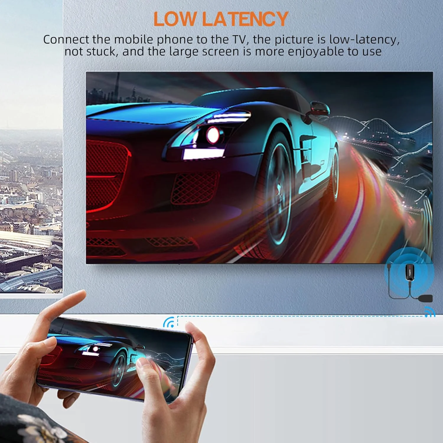 دانگل نمایشگر بی‌سیم 4K Fiyapoo، گیرنده نمایشگر HDMI وای فای، آداپتور دانگل Miracast Airplay برای Mirroring صفحه نمایش از تلفن/پد به تلویزیون/پروژکتور، پشتیبانی از Miracast DLNA AirPlay Netflix