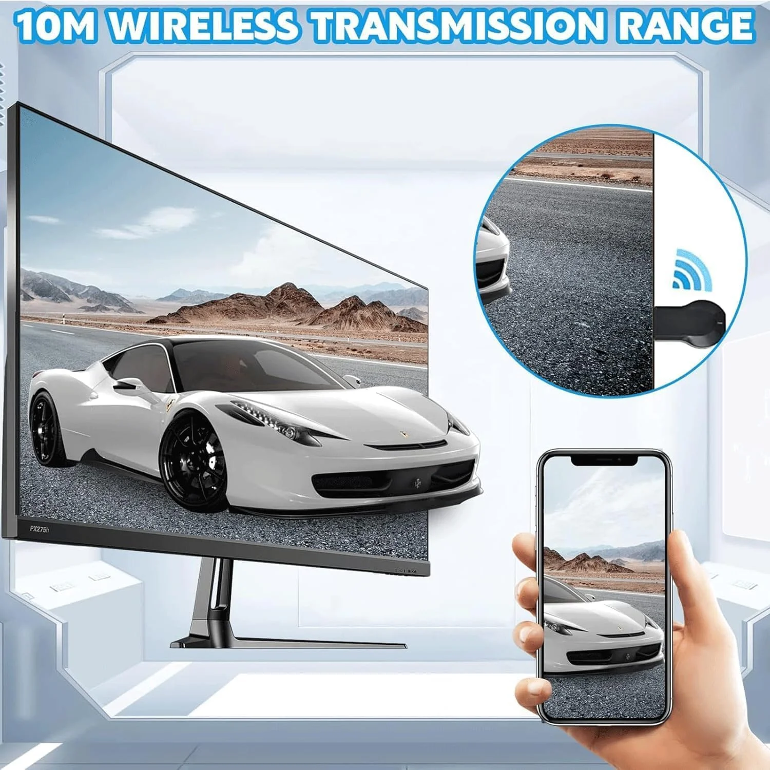 آداپتور نمایشگر بی‌سیم، دانگل آداپتور نمایشگر HDMI بی‌سیم، کلاینت استریمینگ آداپتور انتقال صفحه HDMI برای آیفون/آی‌پد/اندروید به پروژکتور تلویزیون، پشتیبانی از Miracast Airplay، 4K 1080P