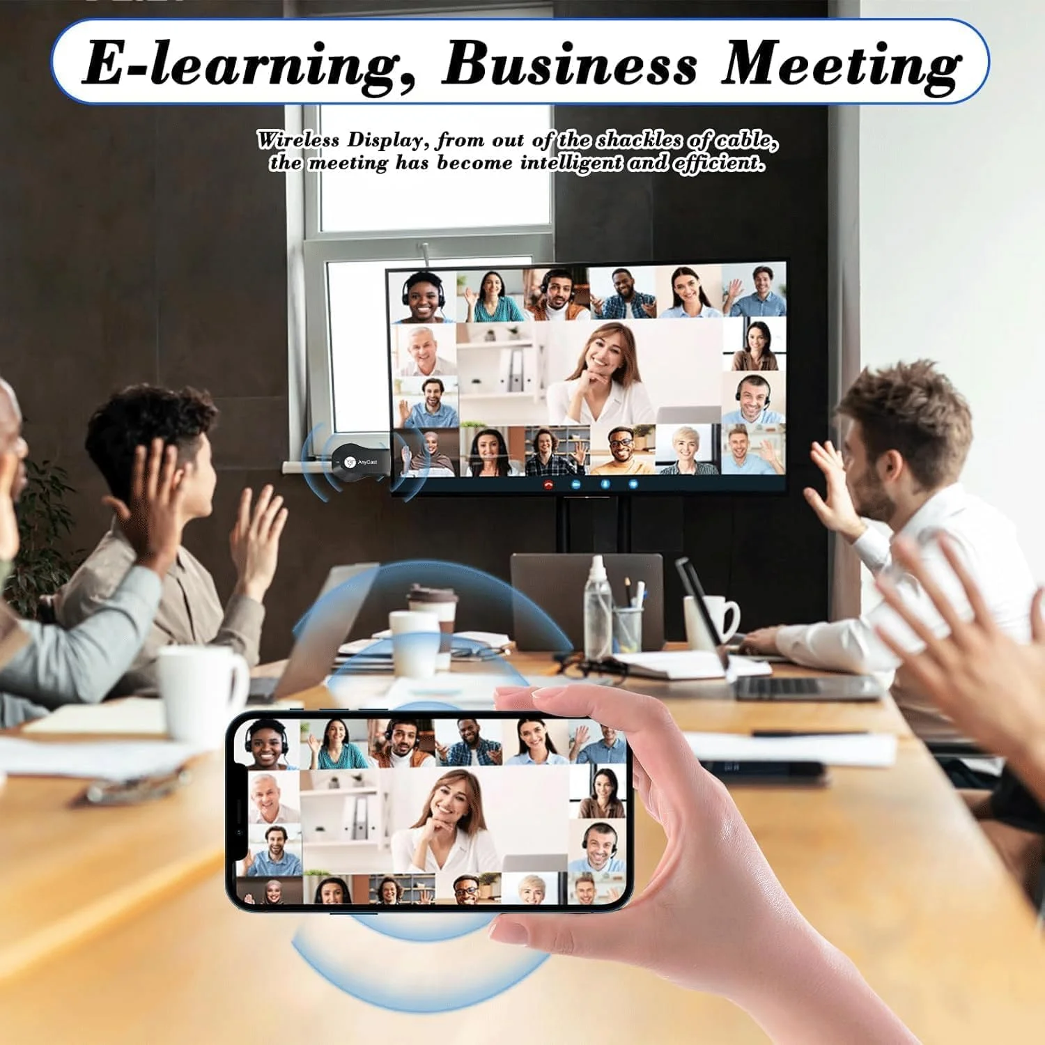 آداپتور نمایشگر بی‌سیم، دانگل آداپتور نمایشگر HDMI بی‌سیم، کلاینت استریمینگ آداپتور انتقال صفحه HDMI برای آیفون/آی‌پد/اندروید به پروژکتور تلویزیون، پشتیبانی از Miracast Airplay، 4K 1080P