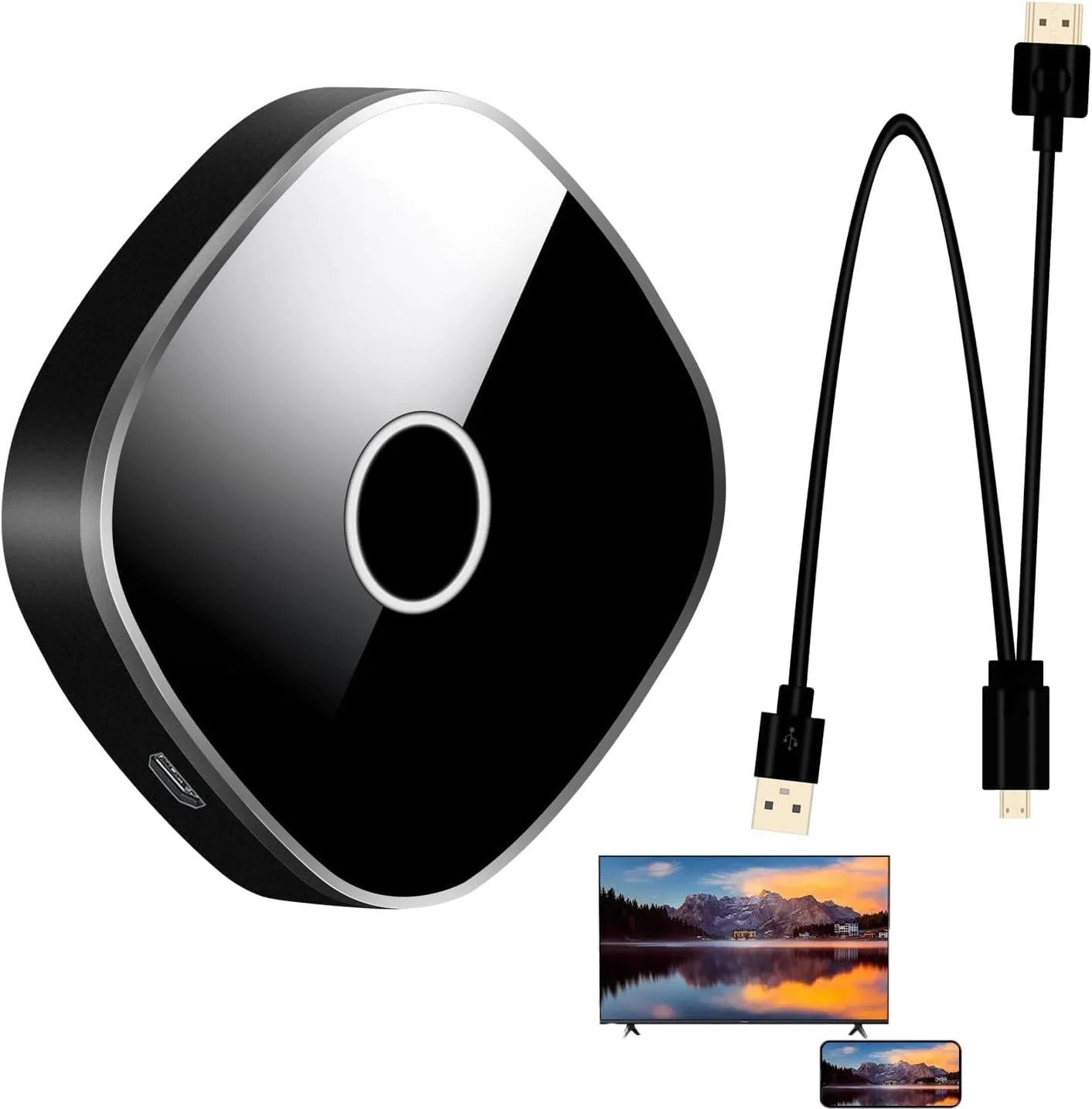 دانگل فرستنده و گیرنده HDMI بی‌سیم - پخش جریانی دو بانده 4K Ultra HD، اتصال و پخش آسان برای سینمای خانگی، دفتر کار و بازی (iOS/Android/PC/پروژکتور)