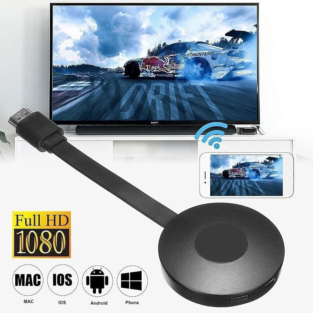 دانگل نمایشگر وای فای جدید، آداپتور نمایشگر انتقال تصویر بی سیم HDMI 4K، گیرنده ویدیویی استریم وای فای 4K/HD، پشتیبانی از 1080P HD Chrome-Cast (TV/DLNA/AirPlay/Miracast) - مشکی