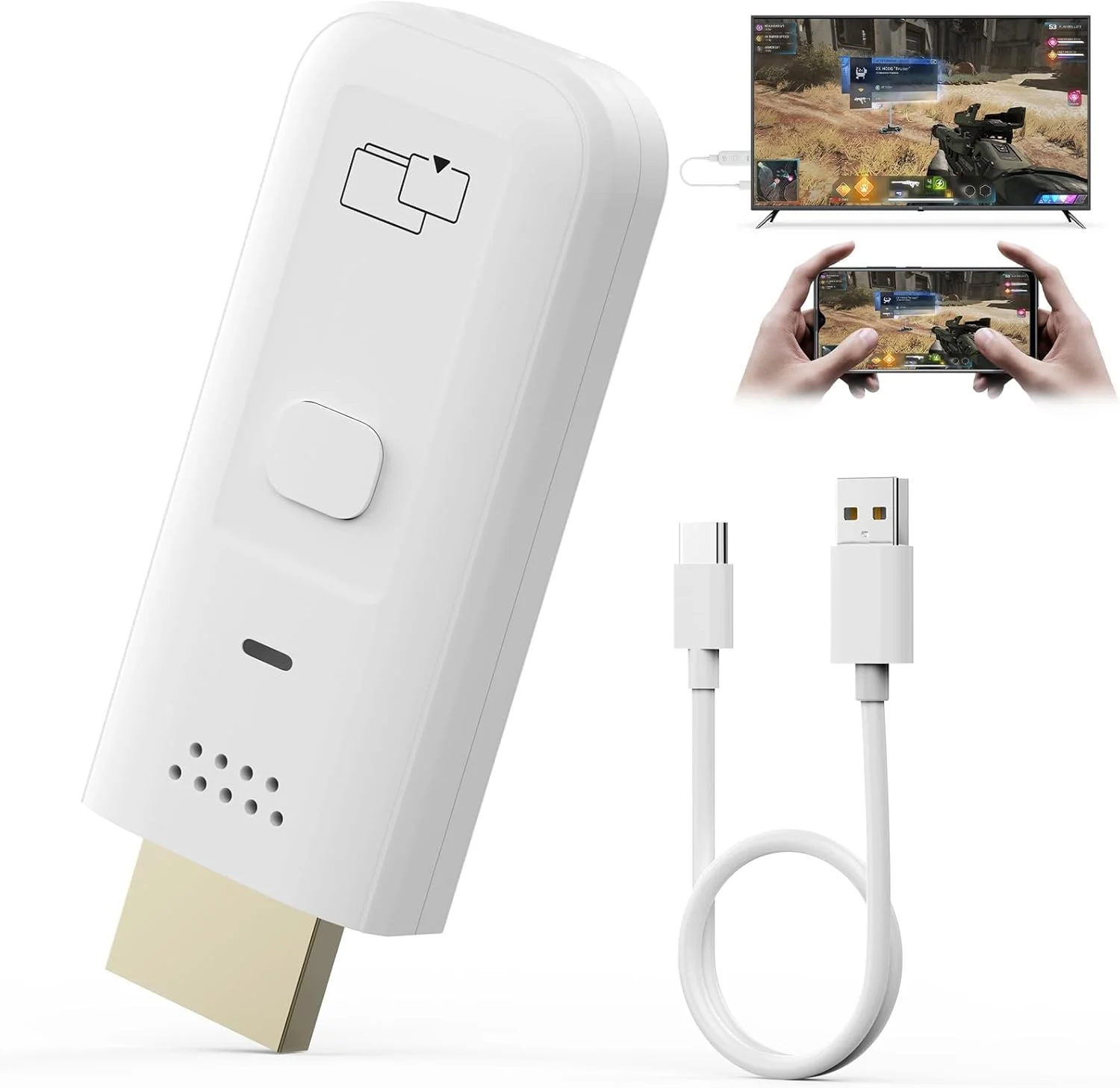 آداپتور دانگل نمایشگر HDMI بی سیم 1080P، توسعه دهنده Screen Mirroring برای iOS/Android/Windows/Mac به HDTV/مانیتور/پروژکتور، آداپتور بی سیم HDMI 5G از AirPlay/Miracast/DLNA پشتیبانی می کند