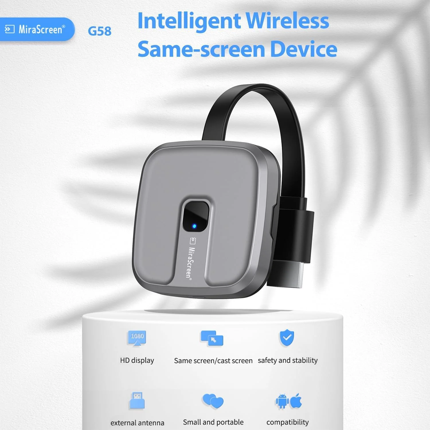 آداپتور HDMI بی‌سیم 1080P، دانگل انتقال تصویر 2.4 گیگاهرتز برای اندروید/IOS/ویندوز/مک، پشتیبانی از Miracast، DLNA، Airplay برای تلویزیون‌ها و پروژکتورها