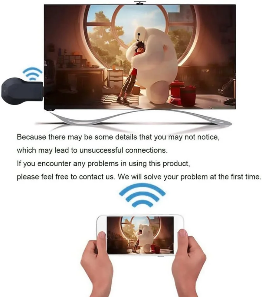 دستگاه نمایشگر بی‌سیم، گیرنده HDMI وای فای، آداپتور انتقال تصویر برای اندروید/آیفون/آی‌پد/ویندوز/میراکست/سیستم عامل به تلویزیون/پروژکتور/مانیتور - مشکی، پروژکتورها