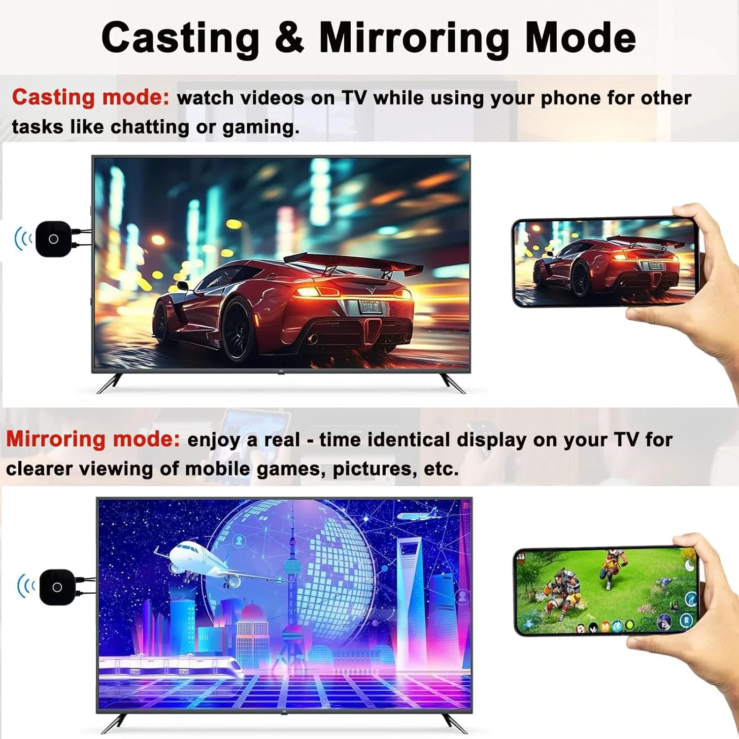 دانگل فرستنده و گیرنده HDMI بیسیم - پخش جریانی دو بانده 4K Ultra HD، اتصال و پخش آسان برای سینمای خانگی، دفتر کار و بازی (iOS/Android/PC/پروژکتور) دانگل فرستنده و گیرنده HDMI بیسیم - پخش جریانی دو بانده 4K Ultra HD، اتصال و پخش آسان برای سینمای خانگی، دفتر کار و بازی (iOS/Android/PC/پروژکتور)