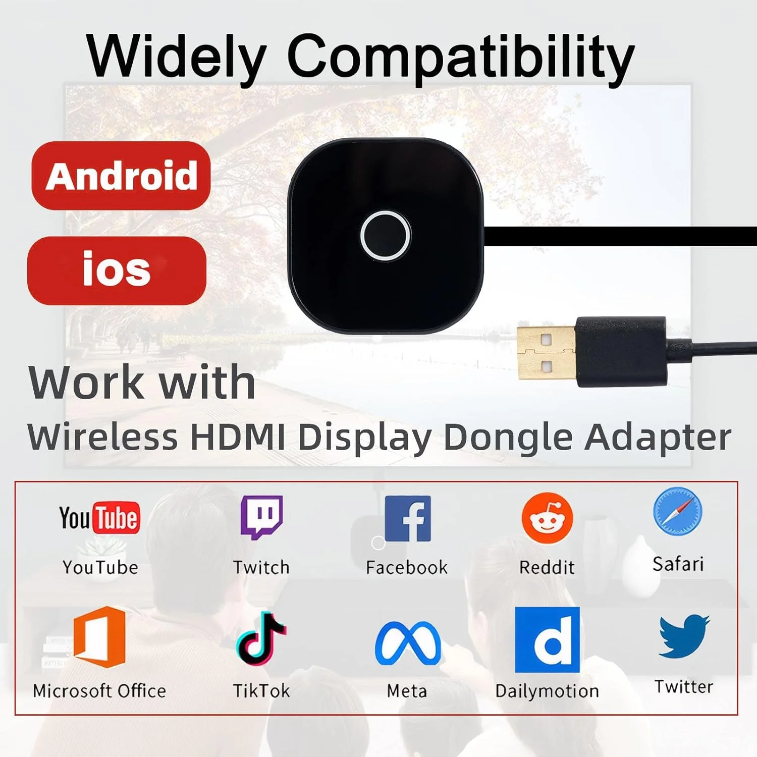 دانگل فرستنده و گیرنده HDMI بیسیم - پخش جریانی دو بانده 4K Ultra HD، اتصال و پخش آسان برای سینمای خانگی، دفتر کار و بازی (iOS/Android/PC/پروژکتور) دانگل فرستنده و گیرنده HDMI بیسیم - پخش جریانی دو بانده 4K Ultra HD، اتصال و پخش آسان برای سینمای خانگی، دفتر کار و بازی (iOS/Android/PC/پروژکتور)