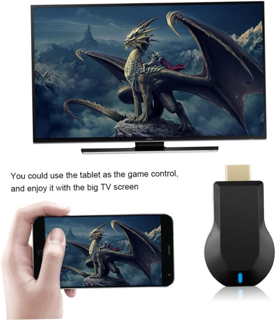 دستگاه نمایشگر بی‌سیم، گیرنده HDMI وای فای، آداپتور انتقال تصویر برای اندروید/آیفون/آی‌پد/ویندوز/میراکست/سیستم عامل به تلویزیون/پروژکتور/مانیتور - مشکی، پروژکتورها