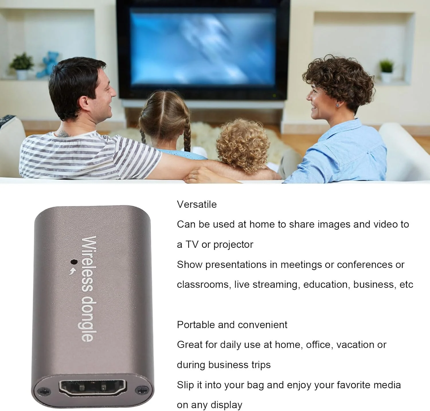 آداپتور نمایشگر بیسیم HDMI، توسعه دهنده بیسیم HDMI وای فای HD 1080P 650MHz برای پخش ویدیو از لپ تاپ، کامپیوتر، تلفن هوشمند به پروژکتور/HDTV آداپتور نمایشگر بیسیم HDMI، توسعه دهنده بیسیم HDMI وای فای HD 1080P 650MHz برای پخش ویدیو از لپ تاپ، کامپیوتر، تلفن هوشمند به پروژکتور/HDTV