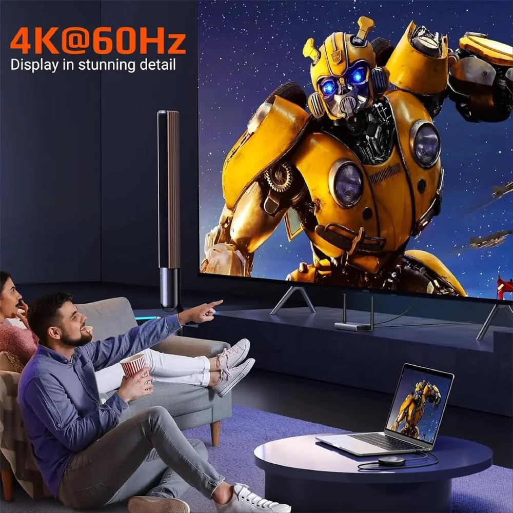 اکستندر بی‌سیم HDMI موسیل 4K از طریق وای‌فای 5 گیگاهرتز – برد 30 متر، آنتن دوتایی، بدنه آلیاژ آلومینیوم، بدون نیاز به درایور، سازگار با WIDI، Miracast، DLNA، AirPlay – مجموعه فرستنده و گیرنده (خاکستری)