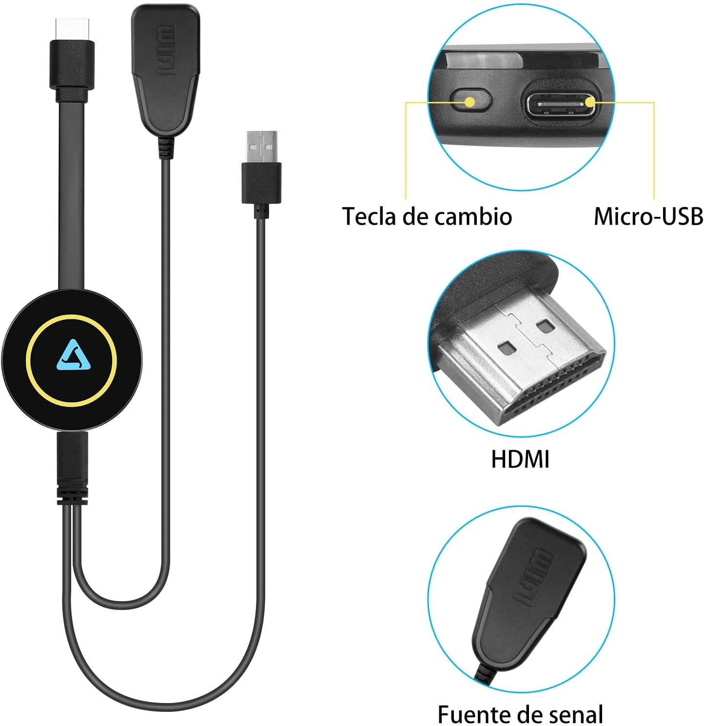 دانگل HDMI بی‌سیم، دانگل نمایشگر وای فای بی‌سیم، سازگار با i-Phone/i-Pad/Android/i-OS، برای تلویزیون/مانیتور (پشتیبانی از Miracast، DLNA، Airplay)-11