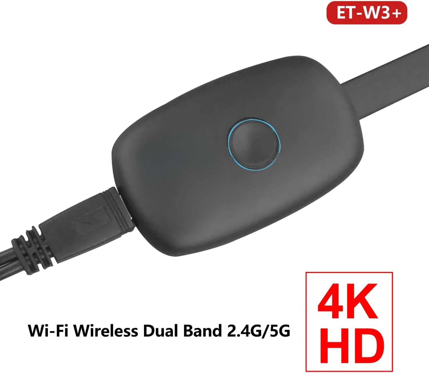 دانگل نمایشگر بی سیم آداپتور AV مدل W3+ – گیرنده انتقال تصویر 4K UHD HDMI برای تلویزیون، پروژکتور و مانیتور – سازگار با iOS، اندروید، ویندوز و macOS