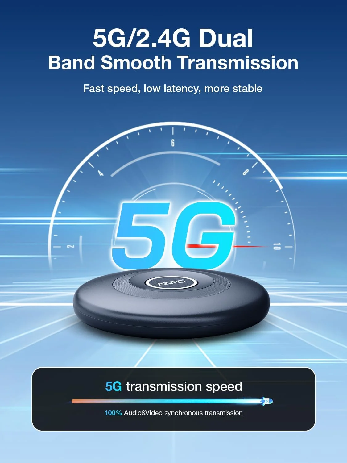 دانگل آداپتور HDMI بی‌سیم 4K، آداپتور نمایشگر HDMI وای‌فای Miracast 2.4/5G، دانگل وای‌فای انتقال تصویر بی‌سیم صدا و تصویر برای گوشی‌های i-OS، اندروید، آیپد، Airplay، DLNA، Miracast، MacOS، ویندوز به تلویزیون و پروژکتور