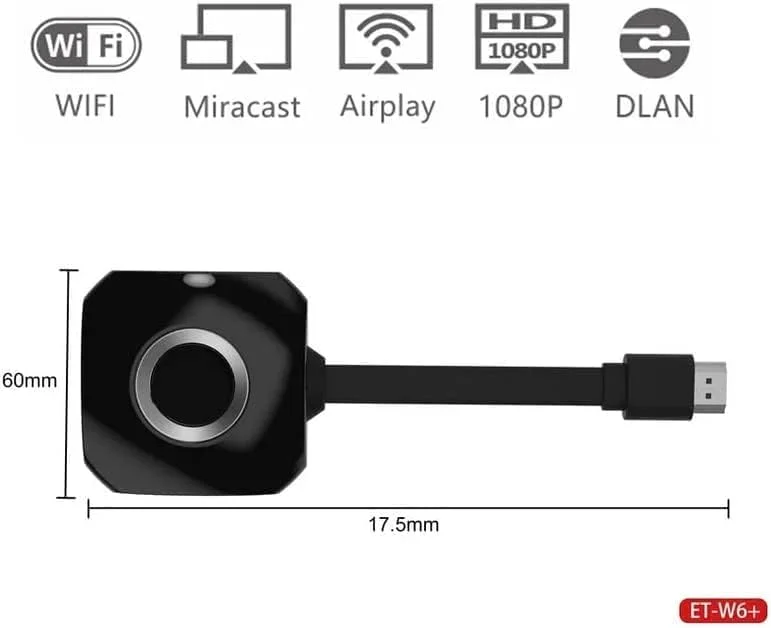 دانگل HDMI بی سیم FB، آداپتور نمایشگر 4K برای تلویزیون/آیفون/آیپد/OS/اندروید/ویندوز/کامپیوتر به HDTV/مانیتور/پروژکتور/مک، پشتیبانی از Miracast Airplay DLNA