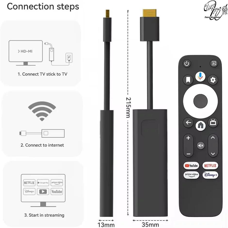 دانگل تلویزیون W W4you TRUST SHOPPING TVBox Chromecast Android، دستگاه پخش جریانی 4K HD با Chromecast [حافظه 32 گیگابایتی]، دانگل HDMI برای تلویزیون، دارای گواهینامه Netflix، دستیار گوگل Android TV.