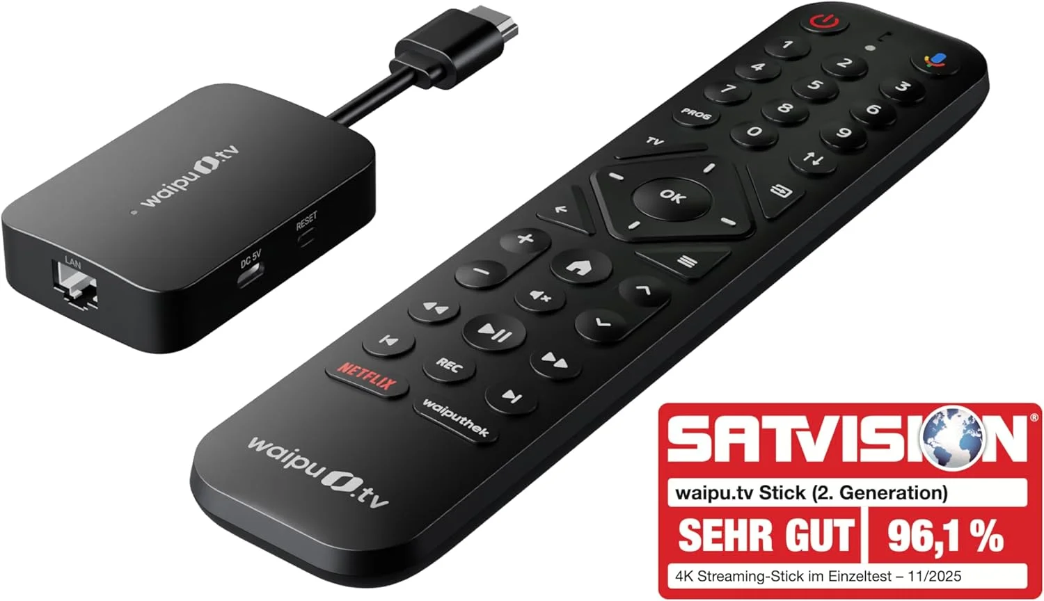 استیک waipu.tv (نسل دوم) | شامل ریموت کنترل با دکمه های شماره گیری سریع و نور پس زمینه | تلویزیون از طریق Wi-Fi | LAN | HDMI | 4K | HDR10+ | Dolby Atmos | کوپن برای 3 ماه پرفکت پلاس استیک waipu.tv (نسل دوم) | شامل ریموت کنترل با دکمه های شماره گیری سریع و نور پس زمینه | تلویزیون از طریق Wi-Fi | LAN | HDMI | 4K | HDR10+ | Dolby Atmos | کوپن برای 3 ماه پرفکت پلاس