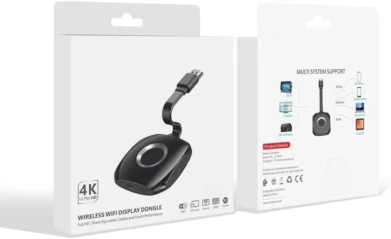 دانگل HDMI بی سیم FB، آداپتور نمایشگر 4K برای تلویزیون/آیفون/آیپد/OS/اندروید/ویندوز/کامپیوتر به HDTV/مانیتور/پروژکتور/مک، پشتیبانی از Miracast Airplay DLNA