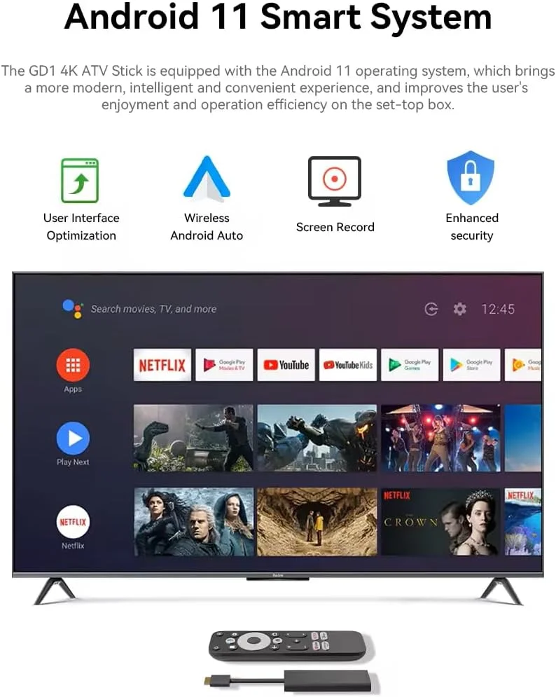 دانگل تلویزیون W W4you TRUST SHOPPING TVBox Chromecast Android، دستگاه پخش جریانی 4K HD با Chromecast [حافظه 32 گیگابایتی]، دانگل HDMI برای تلویزیون، دارای گواهینامه Netflix، دستیار گوگل Android TV.