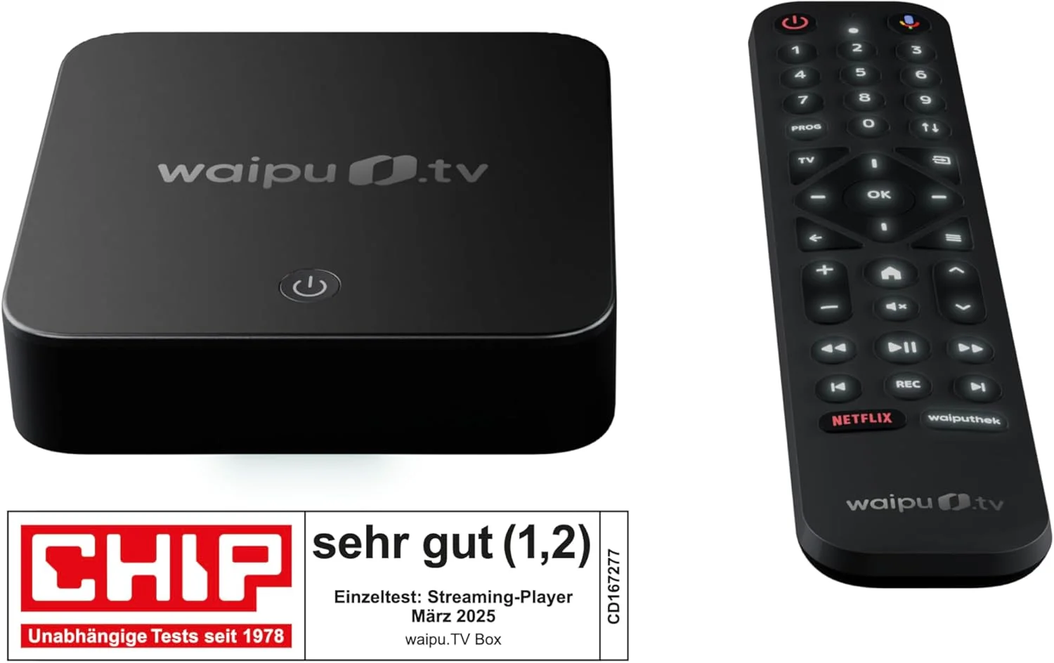 waipu.tv Box | شامل کنترل از راه دور با نور پس زمینه | تلویزیون از طریق WiFi | LAN | HDMI | 4K | HDR10+ | Dolby Vision | Dolby Atmos | کوپن برای 3 ماه 300 ایستگاه تلویزیونی و 40000 فیلم و سریال waipu.tv Box | شامل کنترل از راه دور با نور پس زمینه | تلویزیون از طریق WiFi | LAN | HDMI | 4K | HDR10+ | Dolby Vision | Dolby Atmos | کوپن برای 3 ماه 300 ایستگاه تلویزیونی و 40000 فیلم و سریال