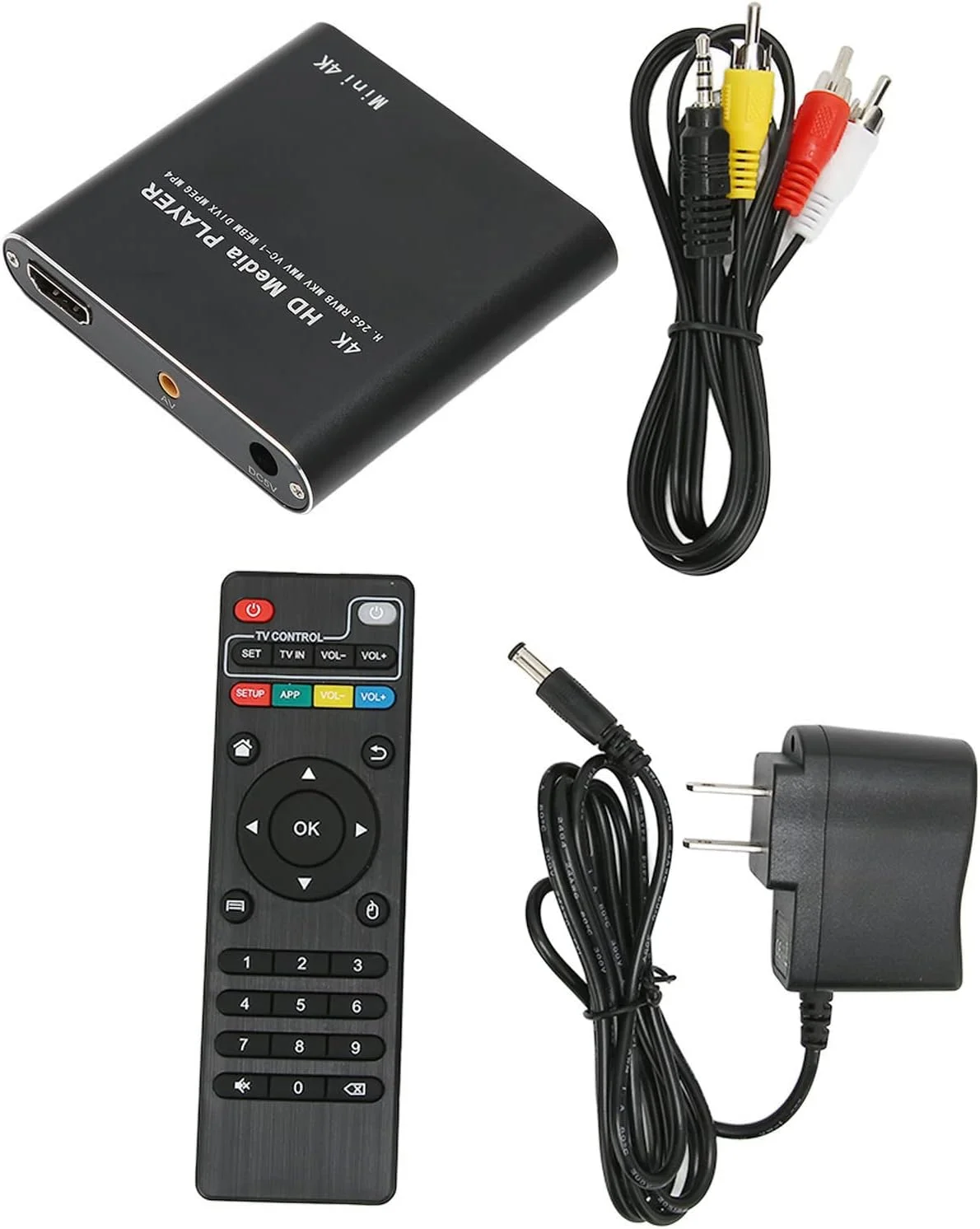 پخش کننده ویدئو HD، پخش کننده رسانه دیجیتال MP28 با کیفیت 4K و رزولوشن 3840 x 2160 و نرخ 30 هرتز، 4 گیگابایت، پخش کننده رسانه کوچک HDMI/AV/USB/کارت های حافظه (دوشاخه آمریکایی)