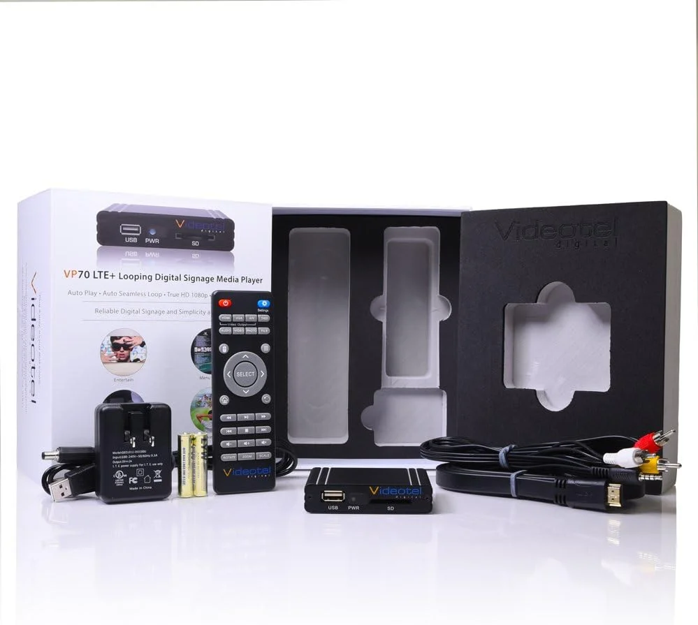 پخش کننده رسانه ای دیجیتال VP70 LTE تجاری Videotel، پخش خودکار، شروع خودکار و حلقه خودکار فایل های ویدئویی و تصویری یا ترکیبی از فایل ها