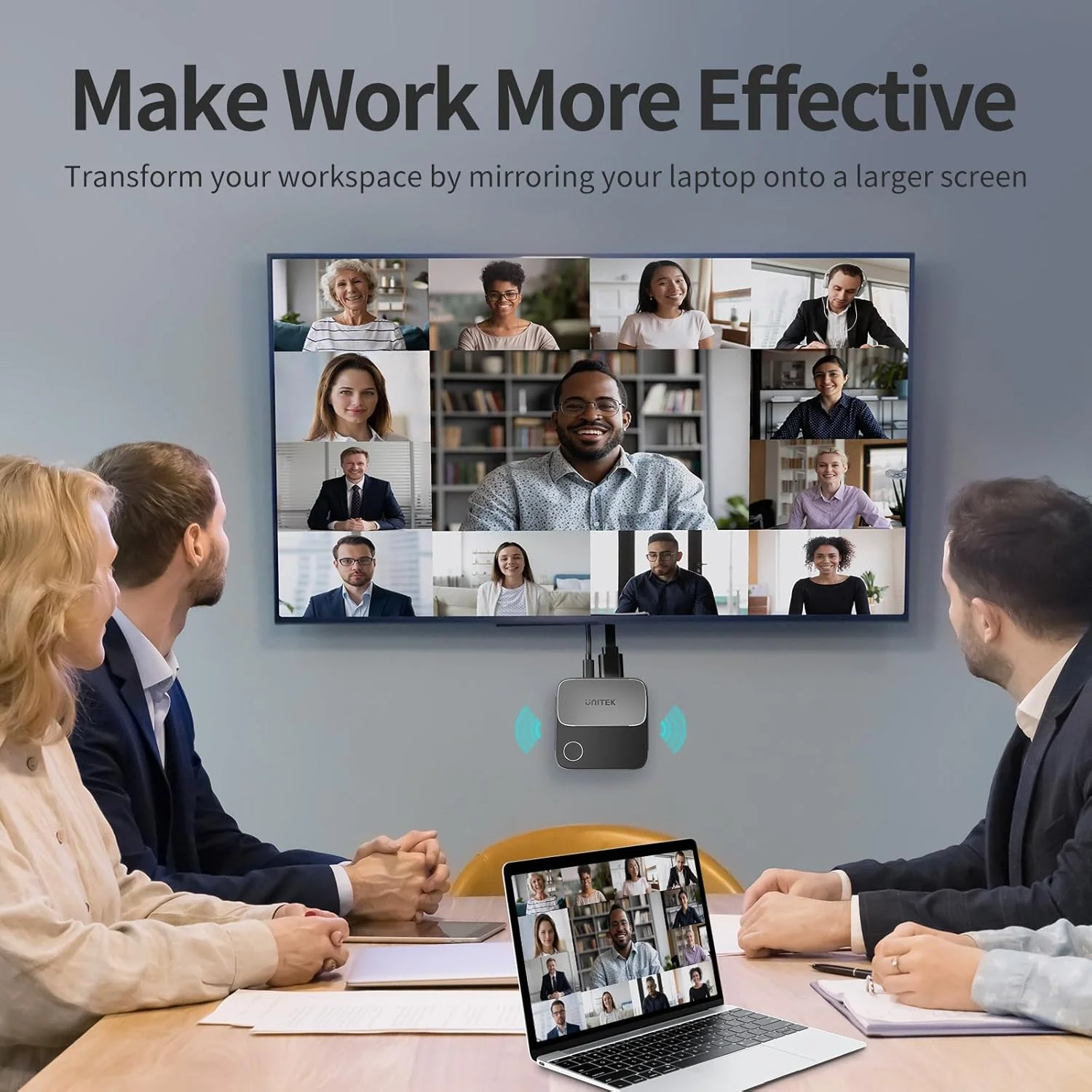 دانگل آداپتور نمایشگر HDMI بی سیم Unitek، گیرنده Screen Mirroring، 2.4G/5G، دستگاه پخش 4K برای تلویزیون، آداپتور/اکستندر Screen Mirroring برای پخش ویدئو به مانیتور از Mac iOS Android Windows