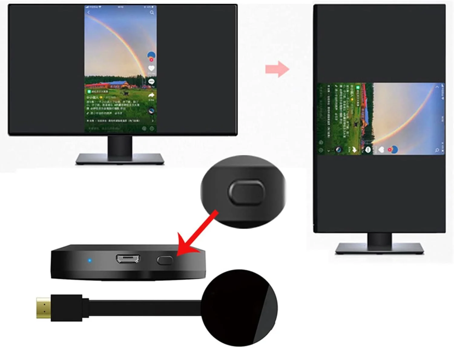 دانگل نمایشگر بی سیم Vbestlife، دانگل گیرنده بازتاب صفحه نمایش موبایل WiFi 1080P به پروژکتور تلویزیون، دو باند 5G، صفحه نمایش یکسان بی سیم