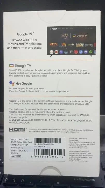 تی وی باکس اس نسل 3 - 4K UHD، گوگل تی وی، حافظه 32 گیگابایتی، دالبی ویژن و اتموس، وای فای 6، HDMI 2.1، جمع و جور و قدرتمند