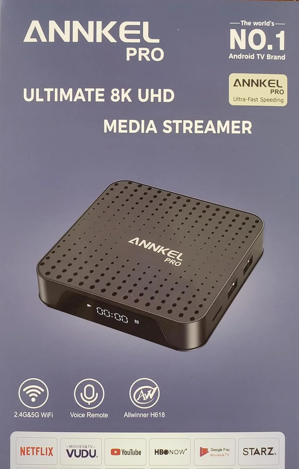 اندروید باکس MT ANNKEL Pro Ultimate 8K UHD مدل 2025، رم 4 گیگابایت و رام 64 گیگابایت، وای فای دو بانده، کنترل از راه دور صوتی، Allwinner H618