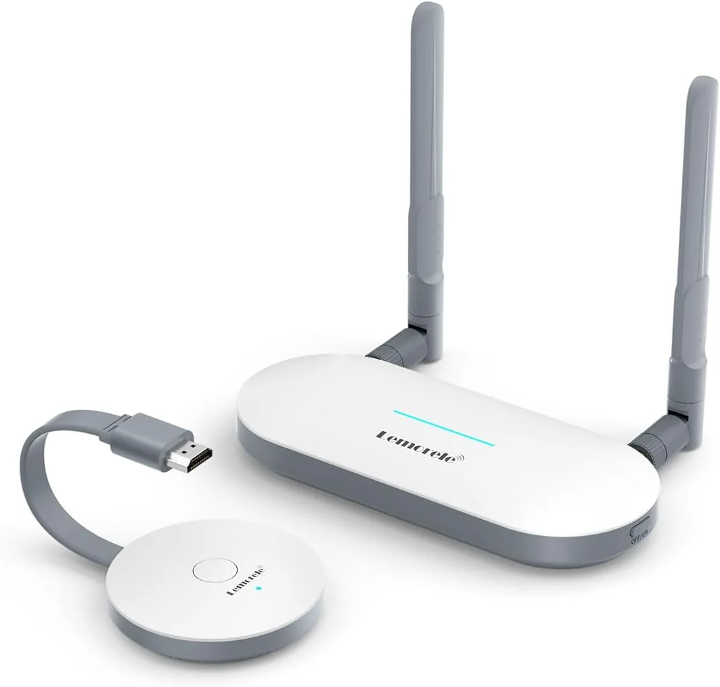 فرستنده و گیرنده HDMI بی‌سیم Lemorele 5G، دانگل Miracast بی‌سیم 50 متری برای پخش ویدیو، فایل صوتی از لپ‌تاپ، کامپیوتر به تلویزیون HD و پروژکتور